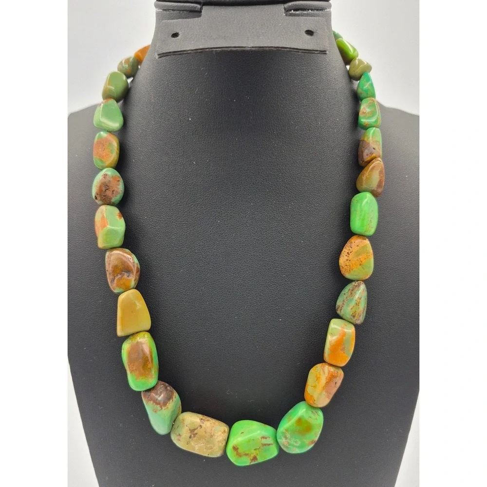 Jay King Necklace Green Turquoise Nugget Sterling Silver DTR Mine Finds Boho